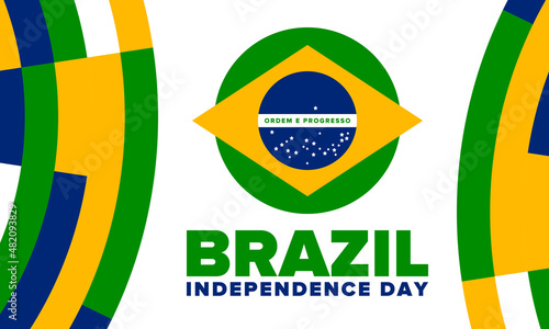 Brazil Independence Day. National happy holiday. Freedom day design. Celebrate annual in September 7. Brazil flag. Patriotic Brazilian vector illustration. Poster, template and background