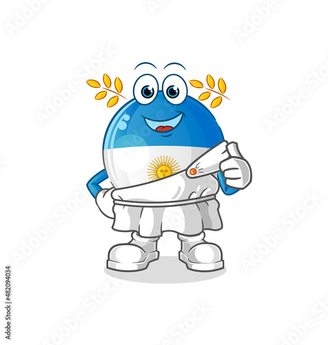 argentina flag with greek clothing. cartoon mascot vector