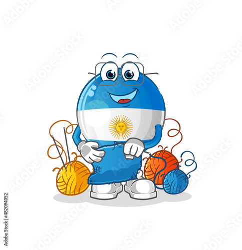 argentina flag tailor mascot. cartoon vector