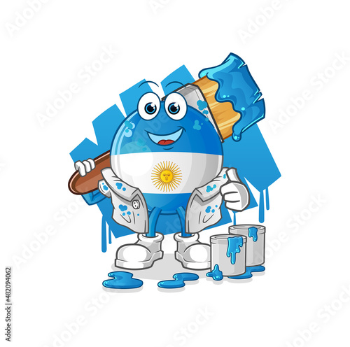 argentina flag painter illustration. character vector