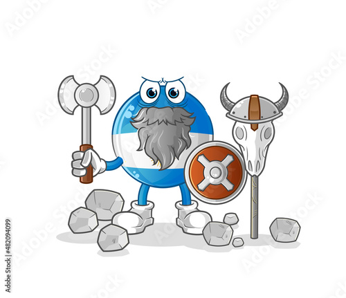 argentina flag viking with an ax illustration. character vector