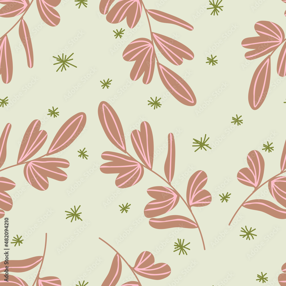 Seamless pattern with hand drow plants in doodle style. Vector illustration. Seamless pattern with hand drow plants in doodle style. Vector illustration.