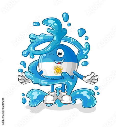 argentina flag fresh with water mascot. cartoon vector