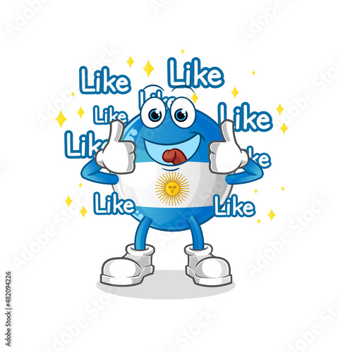 argentina flag give lots of likes. cartoon vector