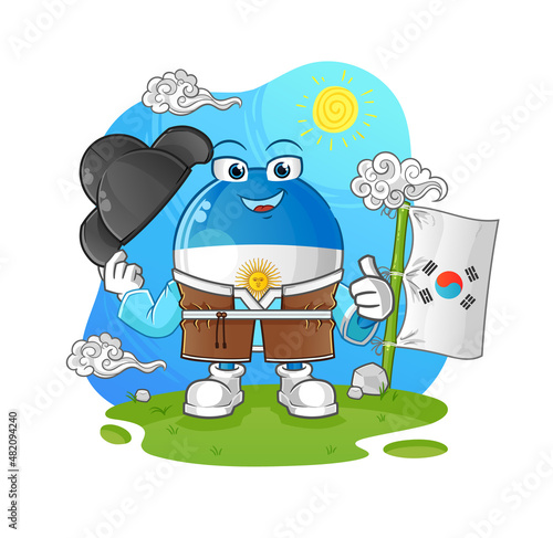 argentina flag korean culture vector. cartoon character