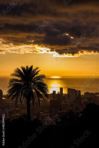 sunset over the city