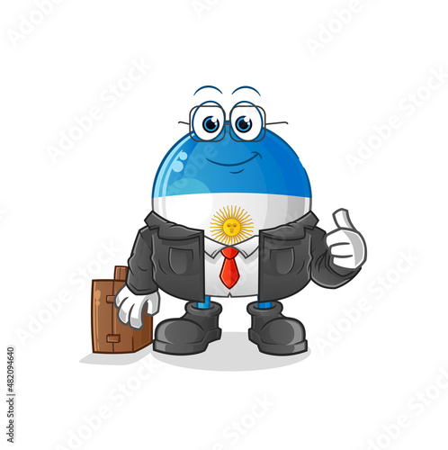 argentina flag office worker mascot. cartoon vector