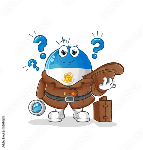 argentina flag detective vector. cartoon character