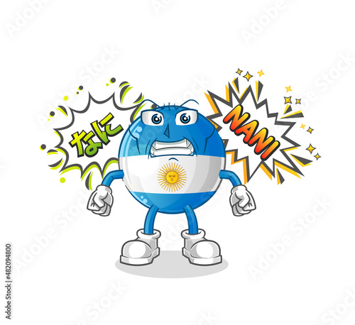 argentina flag anime angry vector. cartoon character