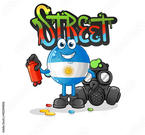 argentina flag graffiti artist vector. cartoon character