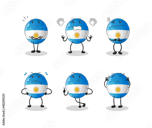 argentina flag angry group character. cartoon mascot vector
