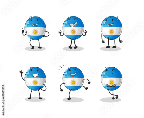 argentina flag happy set character. cartoon mascot vector