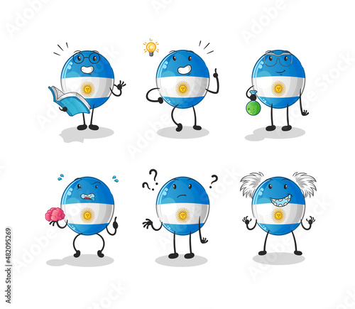 argentina flag thinking group character. cartoon mascot vector