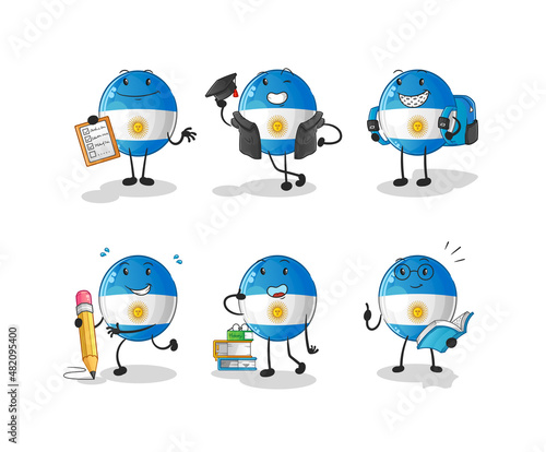 argentina flag education set character. cartoon mascot vector