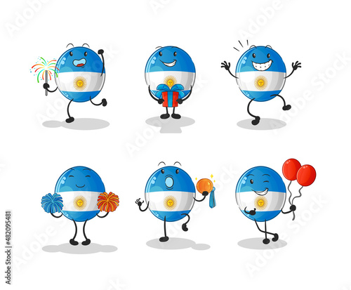 argentina flag celebration set character. cartoon mascot vector