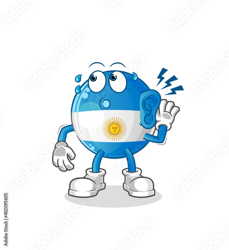 argentina flag eavesdropping vector. cartoon character