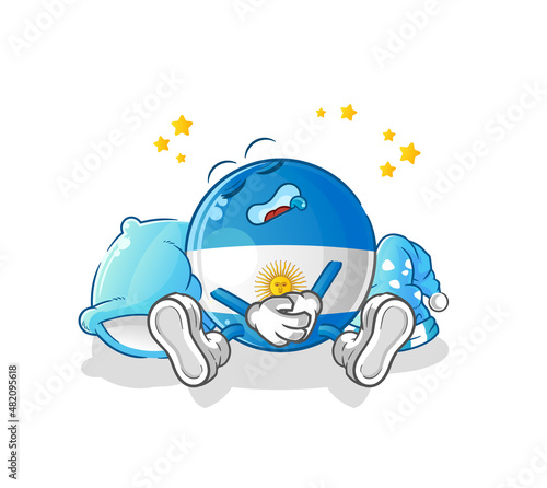 argentina flag sleeping character. cartoon mascot vector