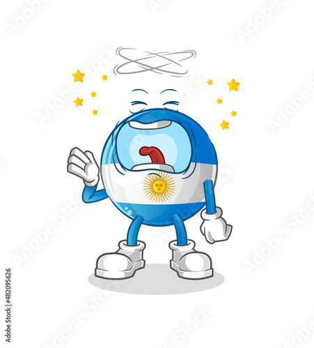 argentina flag yawn character. cartoon mascot vector