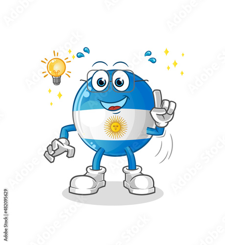 argentina flag got an idea cartoon. mascot vector