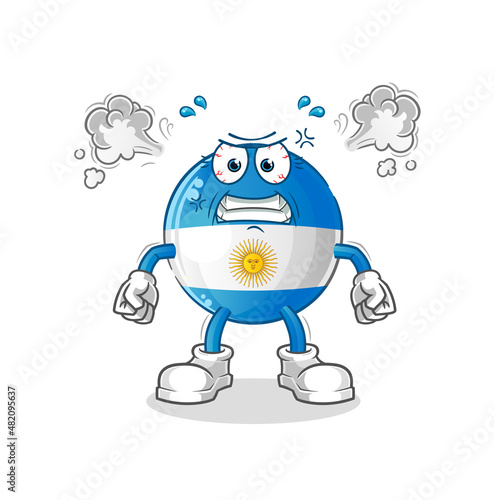 argentina flag very angry mascot. cartoon vector