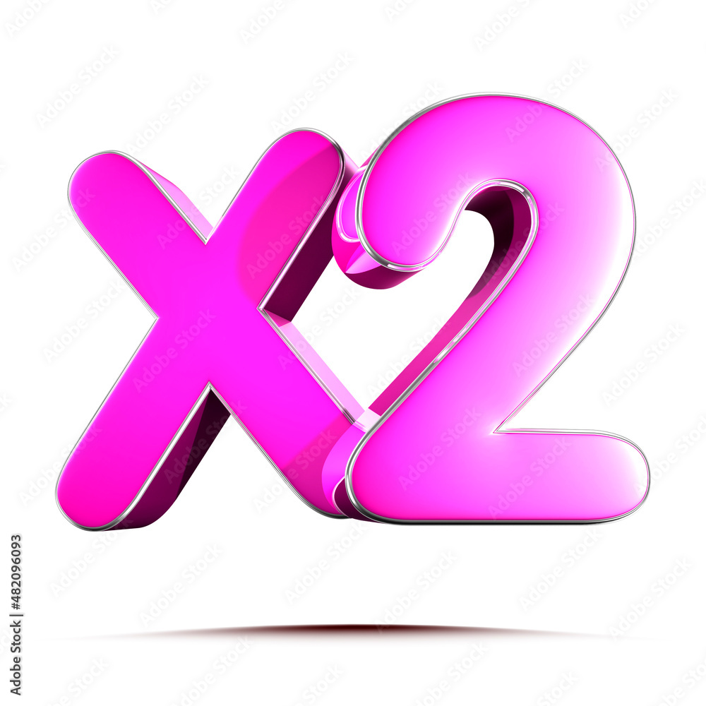 X2 prink 3D illustration on white background with clipping path. X2 prink 3D illustration on white background with clipping path.