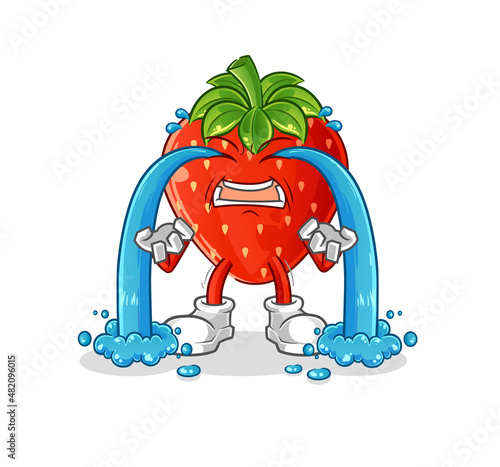 strawberry crying illustration. character vector