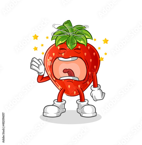 strawberry yawn character. cartoon mascot vector