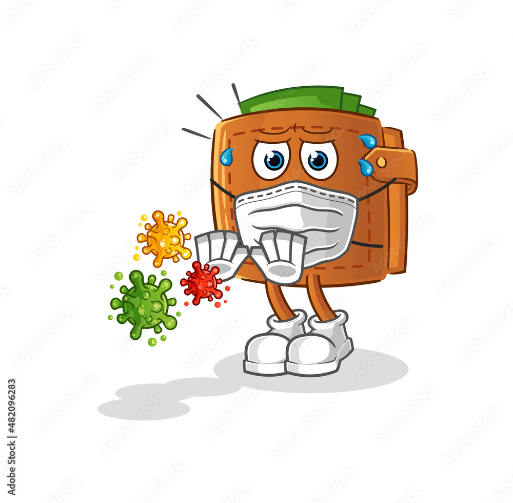 wallet refuse viruses cartoon. cartoon mascot vector