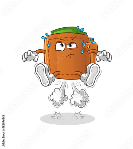 wallet fart jumping illustration. character vector