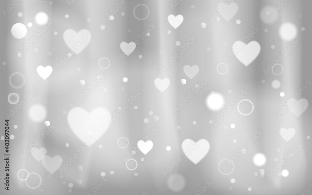 Hintergrund mit Herzen in grau weiß, 
Dekoration Vorlage, 
Vektor Illustration
