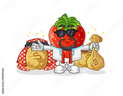 strawberry rich arabian mascot. cartoon vector