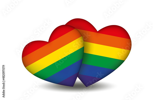 Herzen in Regenbogenfarben,
Karte zum Valentinstag, Hochzeit uvm
Vektor Illustration isoliert auf weißem Hintergrund
