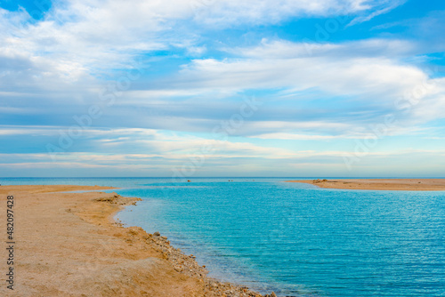 beautiful sea with clear turquoise water on the coast of Egypt, Hurghada, Sahl Hasheesh