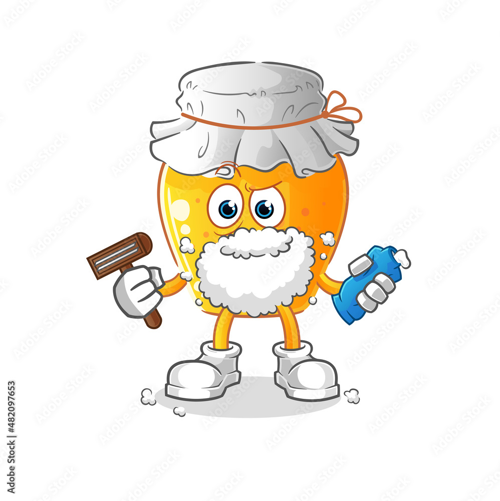 honey jar shave facial hair vector. cartoon character honey jar shave facial hair vector. cartoon character