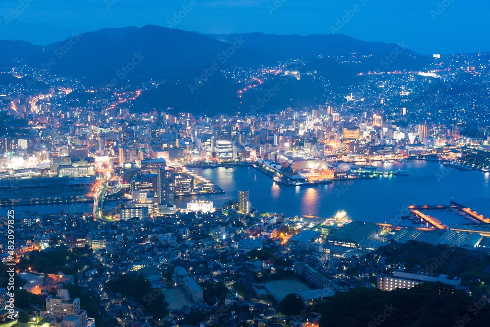 Nagasaki, Japan - Night View from the top of Mount Inasa in Nagasaki, Japan.