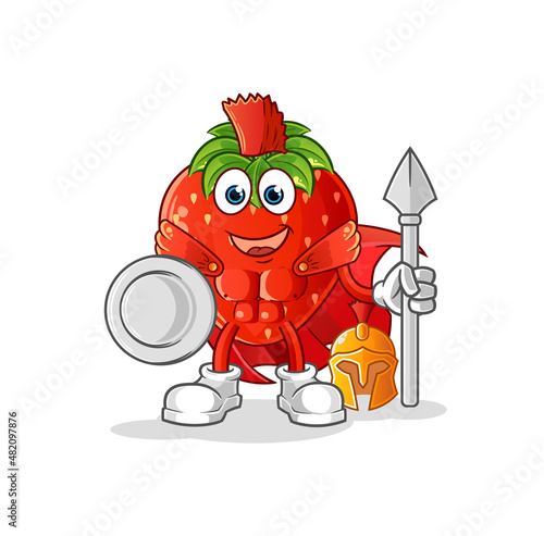 strawberry spartan character. cartoon mascot vector