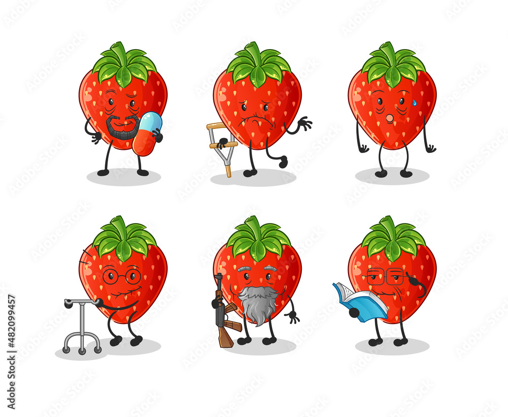 strawberry elderly character. cartoon mascot vector strawberry elderly character. cartoon mascot vector