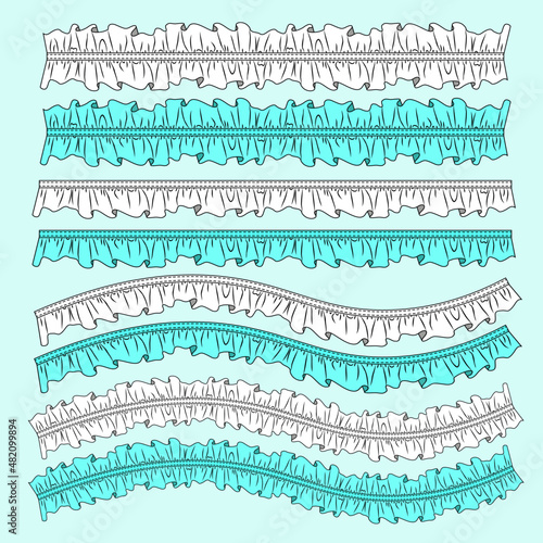 trim ruffles simple and central gather pattern brushes black and white and colorable by stroke color