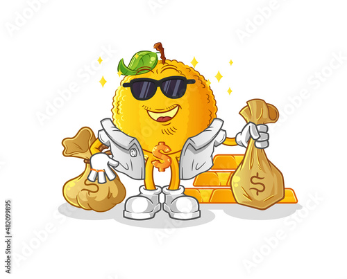jackfruit rich character. cartoon mascot vector
