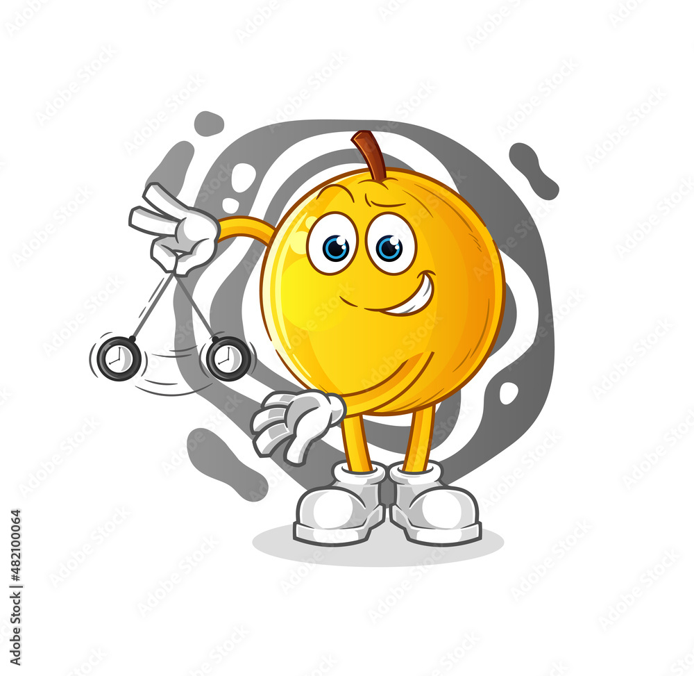 Fototapeta premium langsat fruit hypnotizing cartoon. cartoon mascot vector