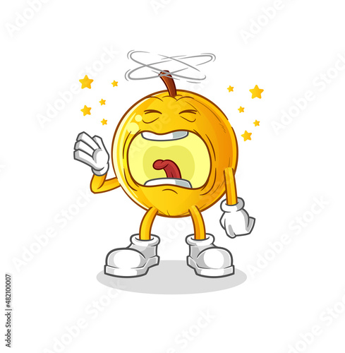 langsat fruit yawn character. cartoon mascot vector