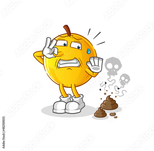 langsat fruit with stinky waste illustration. character vector