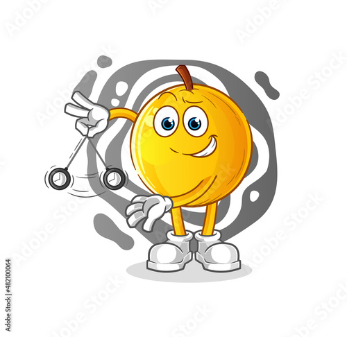 langsat fruit hypnotizing cartoon. cartoon mascot vector