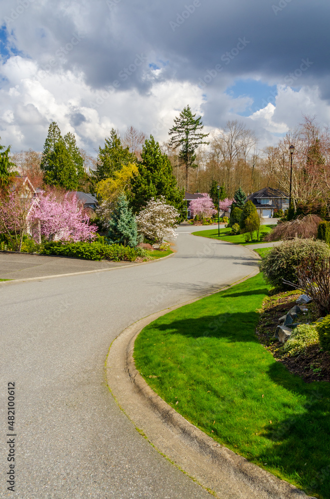 Outdoor landscape garden in North Vancouver, British Columbia, Canada.