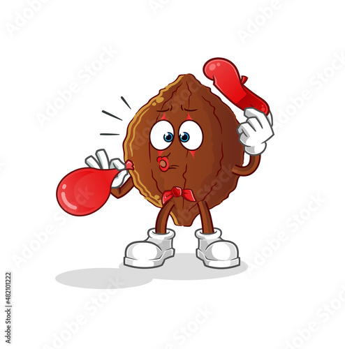 cacao pantomime blowing balloon. cartoon mascot vector