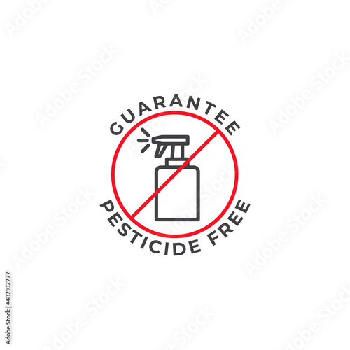 Pesticide free, guarantee label. Vector icon template