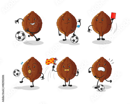 cacao football group character. cartoon mascot vector