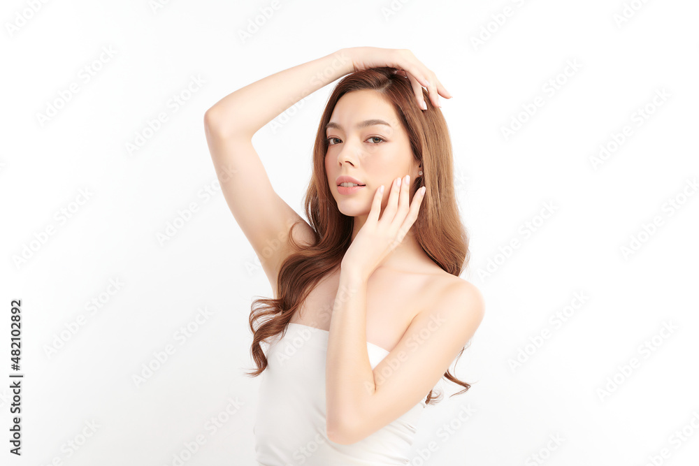 Beautiful young asian woman with clean fresh skin on white background, Face care, Facial treatment, Cosmetology, beauty and spa, Asian women portrait. Beautiful young asian woman with clean fresh skin on white background, Face care, Facial treatment, Cosmetology, beauty and spa, Asian women portrait.