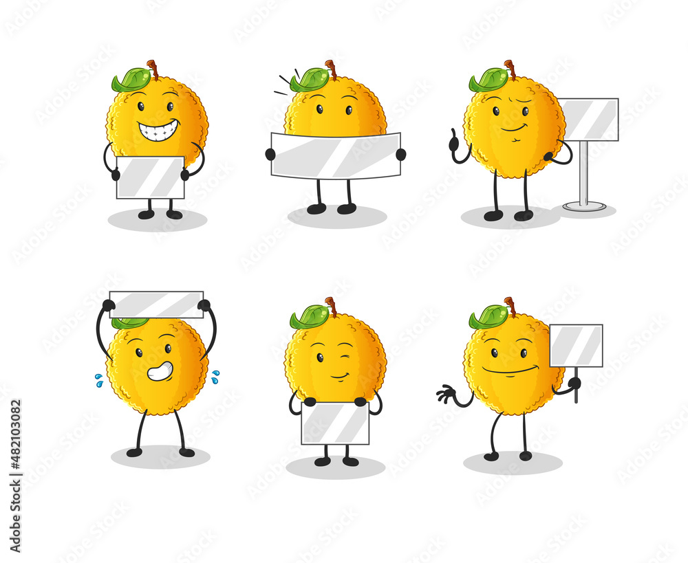 jackfruit holding board group character. mascot vector jackfruit holding board group character. mascot vector