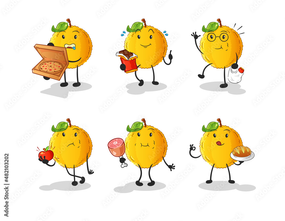 jackfruit food set character. cartoon mascot vector